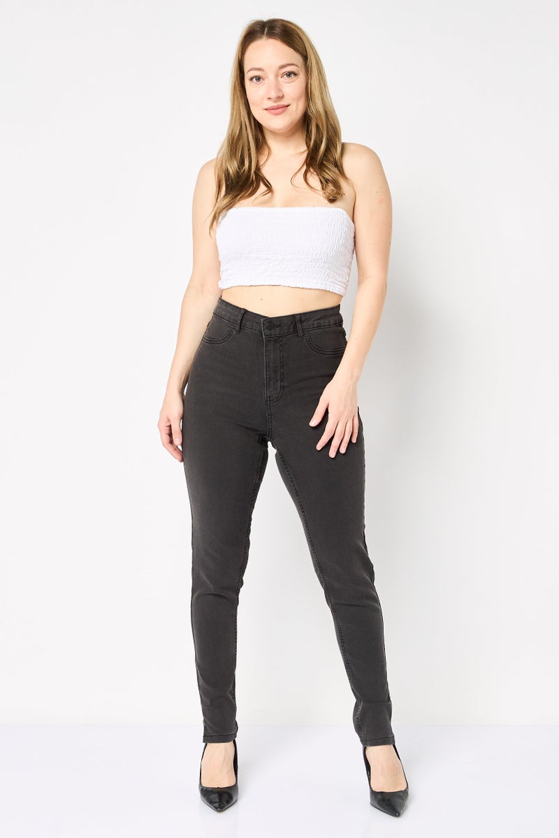 ONLY JDY By Only Women Regular Fit Solid Stretchable Jeans, Dark Grey - Image 2