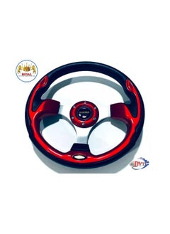 Royal ROYAL - Universal Racing Steering Wheel for Car, Round "O" Shaped Horn Race Tuning Style Sport MOMO Steering Wheel for Race/Rally/Motorsport/Car Sim Driving (DYT-5316) (Red)  - Image 2