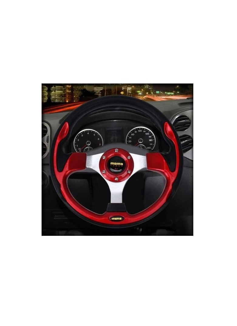 Royal - ROYAL - Universal Racing Steering Wheel for Car, Round "O" Shaped Horn Race Tuning Style Sport MOMO Steering Wheel for Race/Rally/Motorsport/Car Sim Driving (DYT-5316) (Red) - Image 1