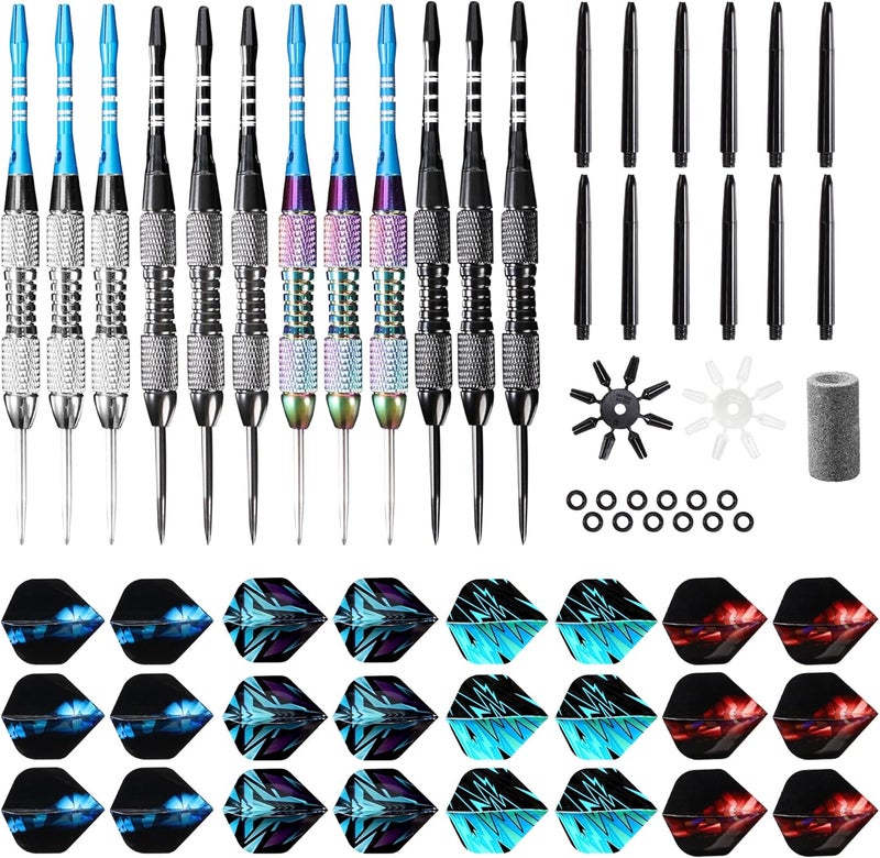 Wsdart Darts Metal Tip Set Professional Metal Darts for Dartboard Steel Tip Darts with Nonslip Iron Barrel Aluminum Dart Shafts,Extra Flights,Dart Sharpener,Gift Box - Image 2