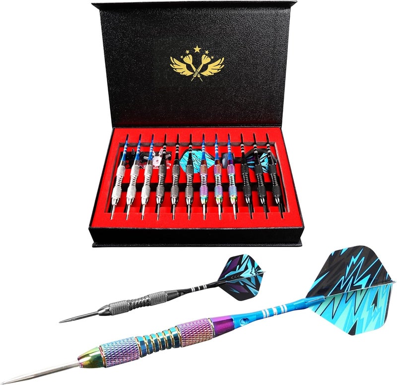 Wsdart Darts Metal Tip Set Professional Metal Darts for Dartboard Steel Tip Darts with Nonslip Iron Barrel Aluminum Dart Shafts,Extra Flights,Dart Sharpener,Gift Box - Image 1