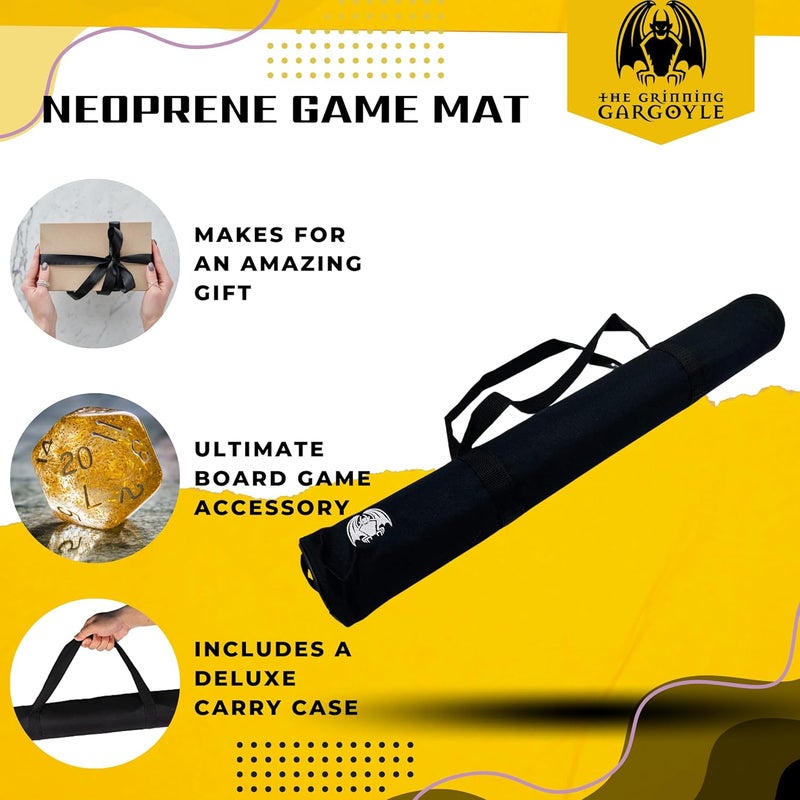 Neoprene Tabletop Game Playmat - Thick Stitched Edge Cushioned Accessory Rubber Mat - Water Resistant Table Topper with Portable Carry Case - Tabletop Board, Card and Roleplaying Games (90cm x 60cm) - Image 2