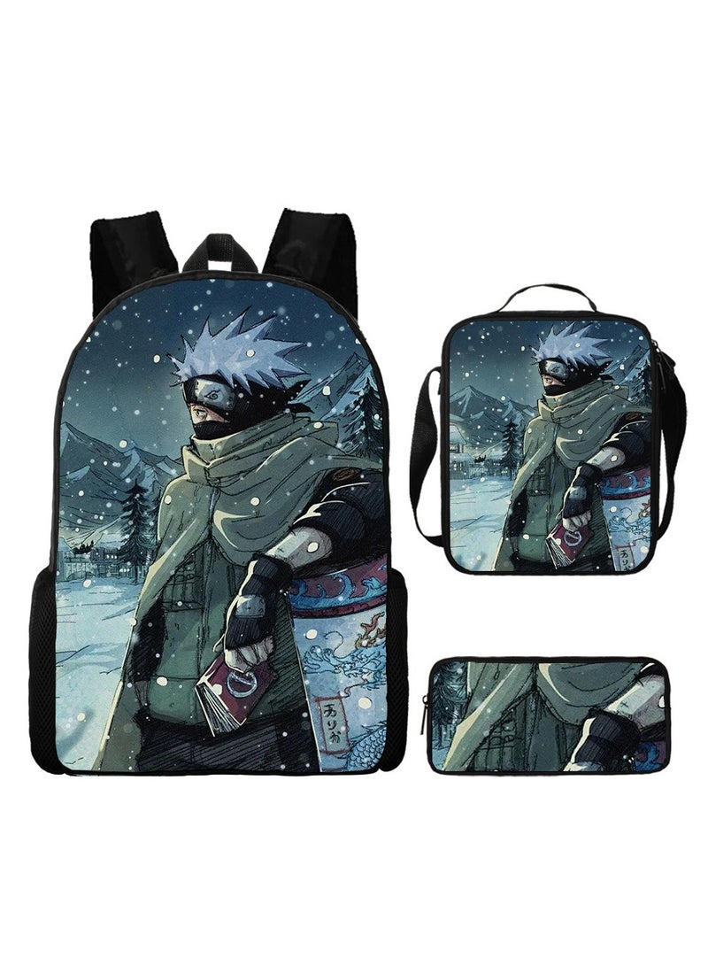 Naruto Cartoon Anime Student Backpack Three-Piece Set 29*42*16cm