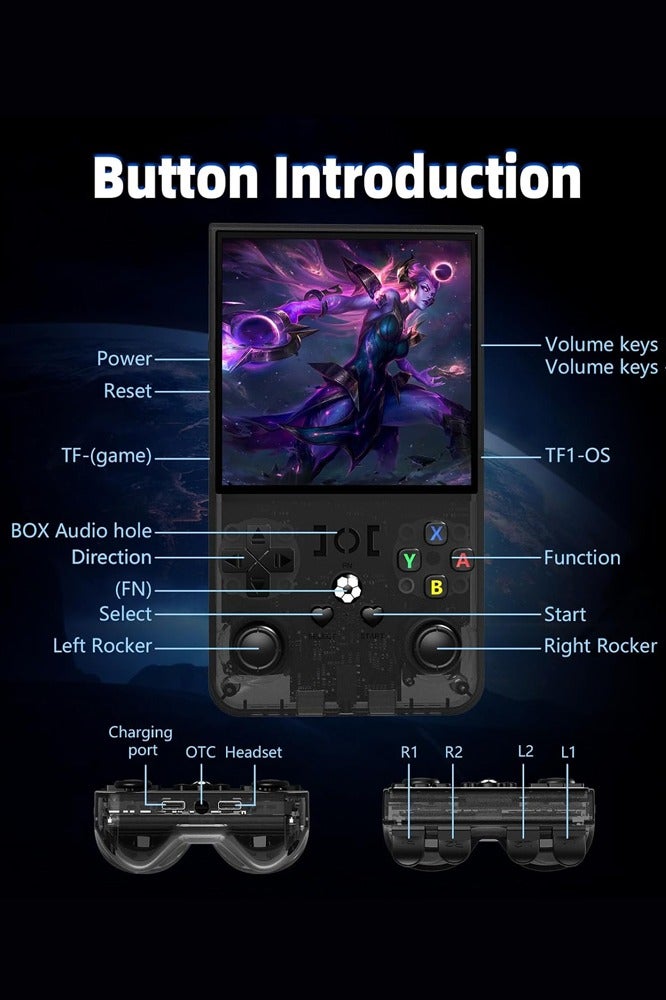 Joshberg R36MAX Retro Handheld Game Console, 4.0 Inch IPS Screen Retro Gaming Console, Linux System, 4000mAh Battery Portable Pocket Mini Arcade, Built-in 64G, Black - Image 4