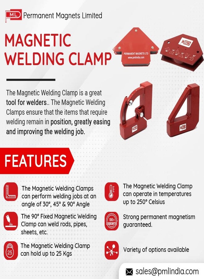 PML Multi Angle Clamp, Arrow Type Multi-Angle & Mini Square Multi Angle Magnetic Welding Clamp - 30°, 40°,60°, 75° and 90° Angle (CAT NO. 604 + CAT NO. 622 + CAT NO. 631) - Image 2