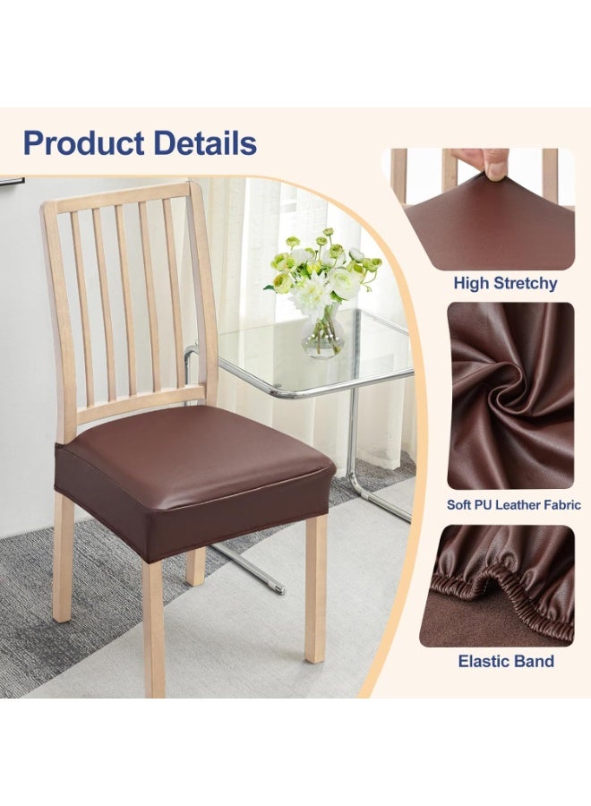 6 Pack Waterproof PU Leather Dining Chair Seat Covers, Stretch Fit, Coffee - Image 5