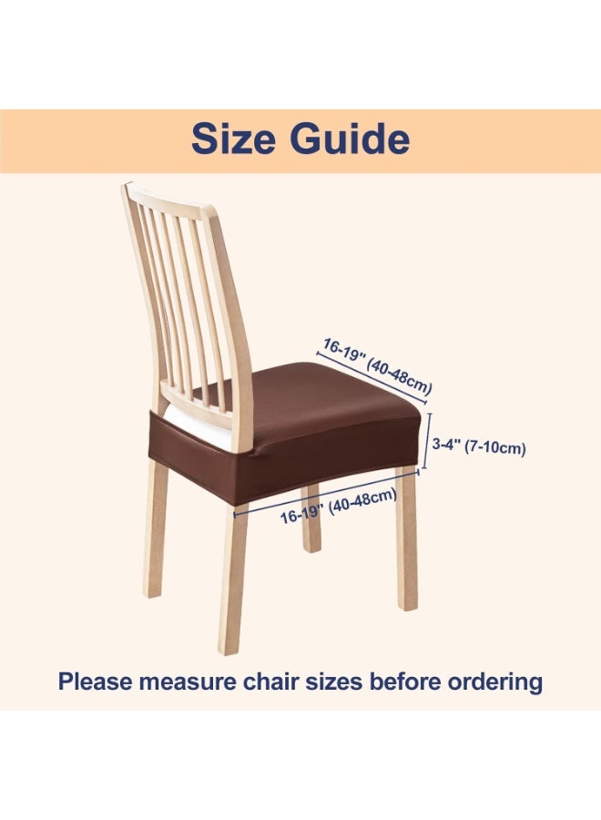 6 Pack Waterproof PU Leather Dining Chair Seat Covers, Stretch Fit, Coffee - Image 3