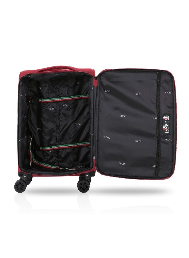 TUCCI مجموعة حقائب سفر فولو القابلة للتمدد بمقبض تلسكوبي مكونة من 3 قطع باللون الأحمر 40 × 25 × 70 سم T0360-2 - Image 5