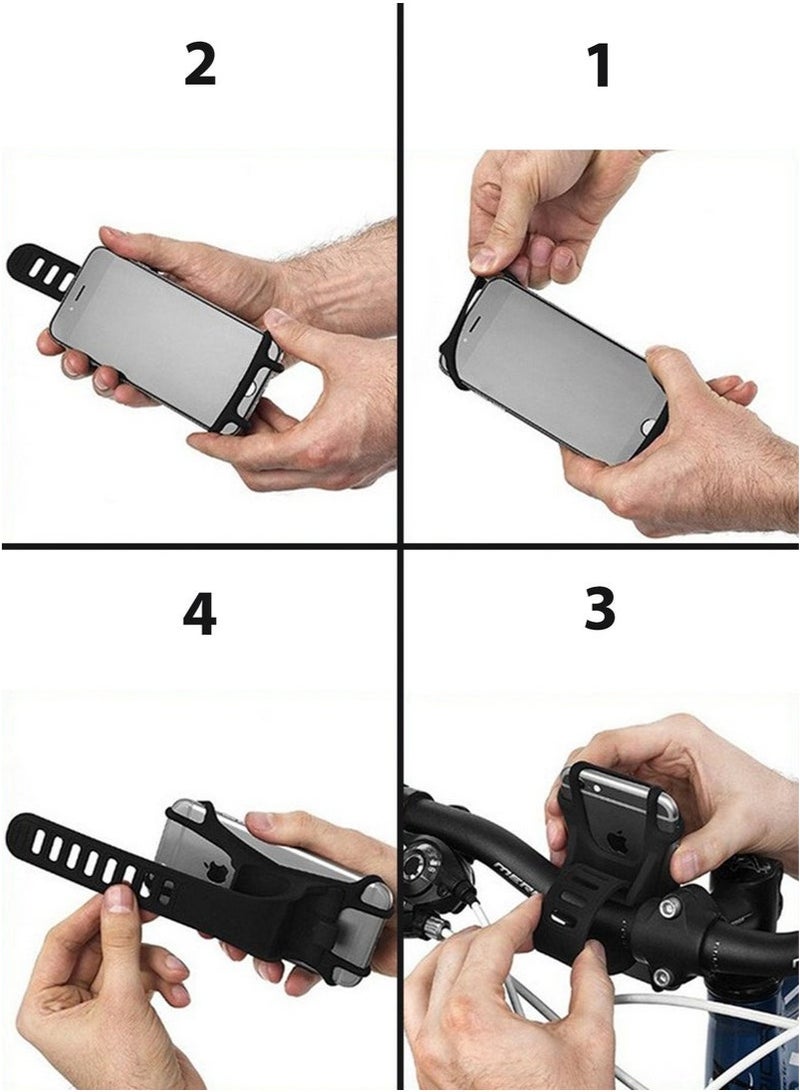 حامل جوال للدراجة مصنوع من ماده السيليكون المقوى متين متوافق مع معظم الهواتف الذكية مثل ايفون وسامسونج وغيرها قاعدة جوال للدراجات النارية والهوائية - Image 3