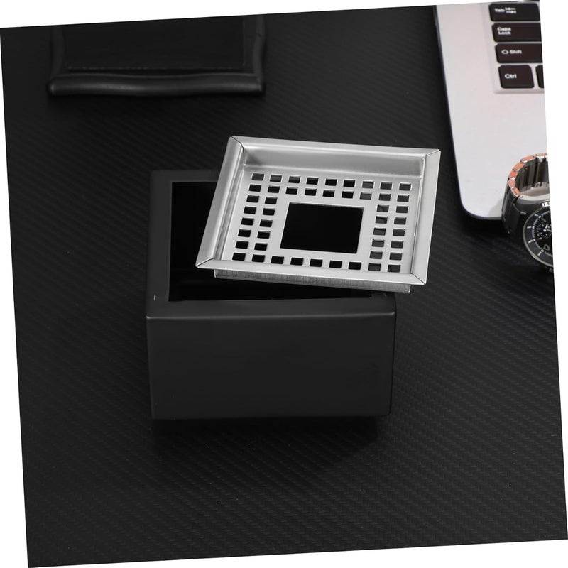 Large Square Stainless Steel Windproof Ashtray for Home and Living Room, Butt Container Smoking Tray with Ash Design - Image 4