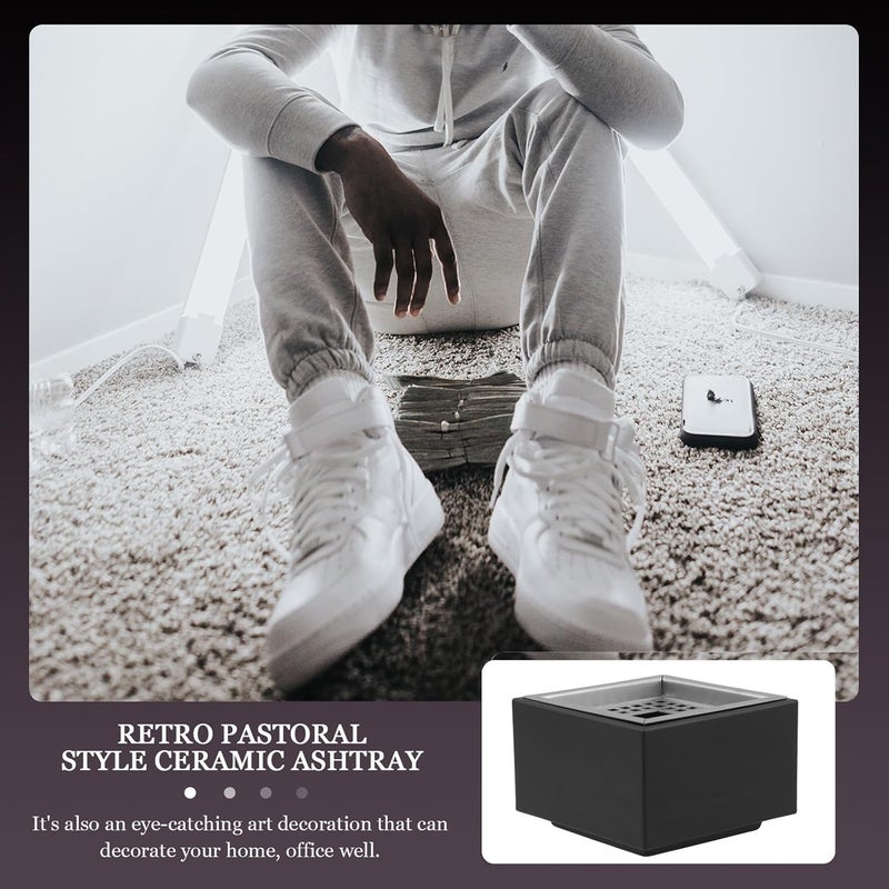 Large Square Stainless Steel Windproof Ashtray for Home and Living Room, Butt Container Smoking Tray with Ash Design - Image 5