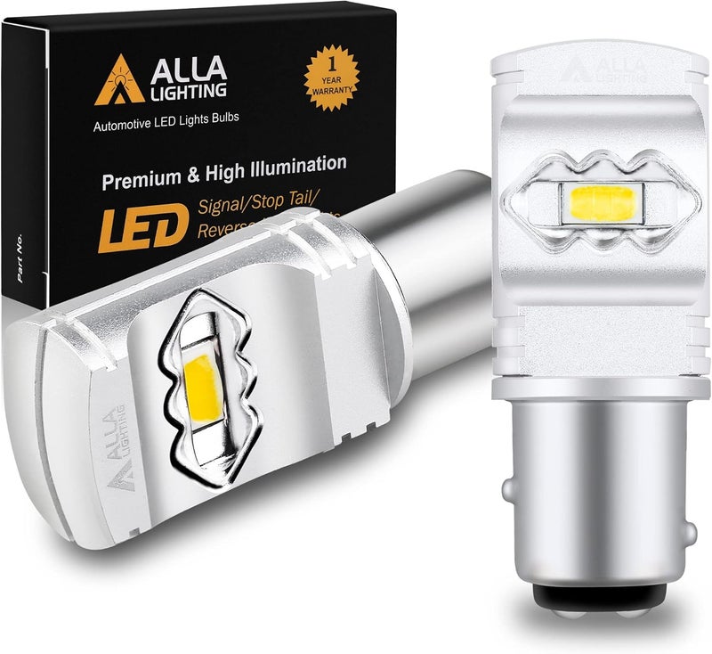 Alla Lighting 3800lm BAY15D 1157 Amber Yellow LED Bulbs for Turn Signal Lights - Image 1