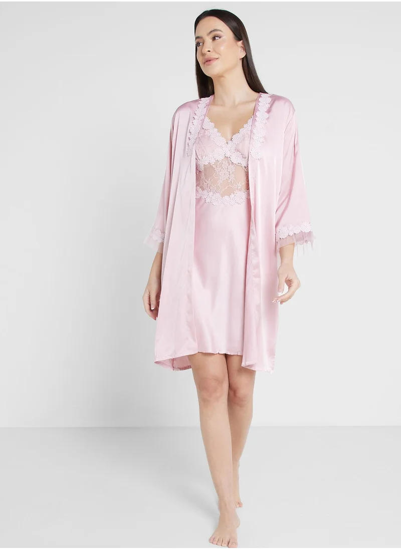 ELLA 2 Piece Slip Dress & Robe Set