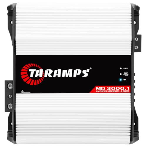 Taramp's Taramps MD 3000.1 2-Ohms Car Amplifier, 3000W RMS Full Range Digital Monoblock Class D MOSFET Amp, Crossover, Low/High Pass Filter, Bass Boost, Level Control, LED Indicator, High Performance Car Audio - Image 1