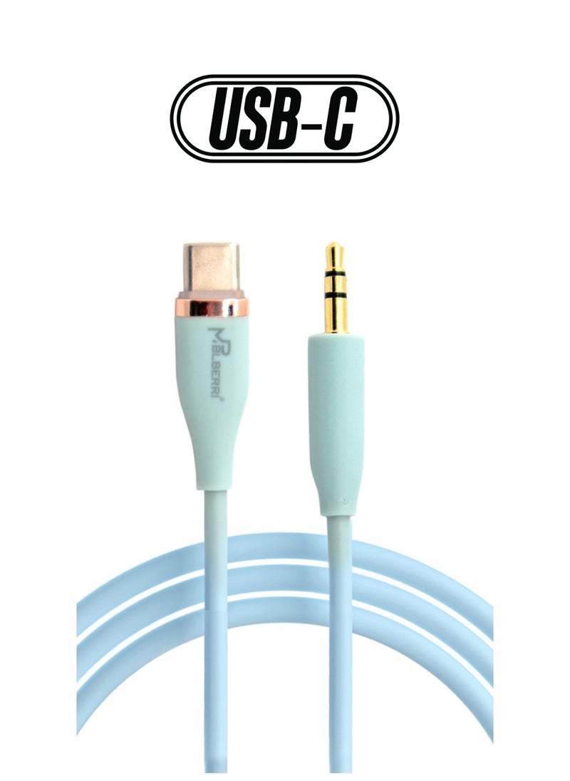 mpBLBERRI USB-C to 3.5MM Jack Stereo Aux Cable 1M | mpBLBERRI BLB-AX501  - Image 1