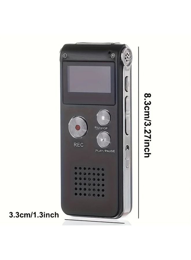 8GB Rechargeable Digital Audio Voice Recorder Black 1.1 Inch Color Screen MP3 Player Speaker USB Charging - Image 4