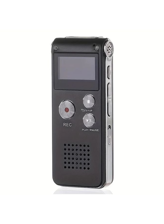 8GB Rechargeable Digital Audio Voice Recorder Black 1.1 Inch Color Screen MP3 Player Speaker USB Charging - Image 1