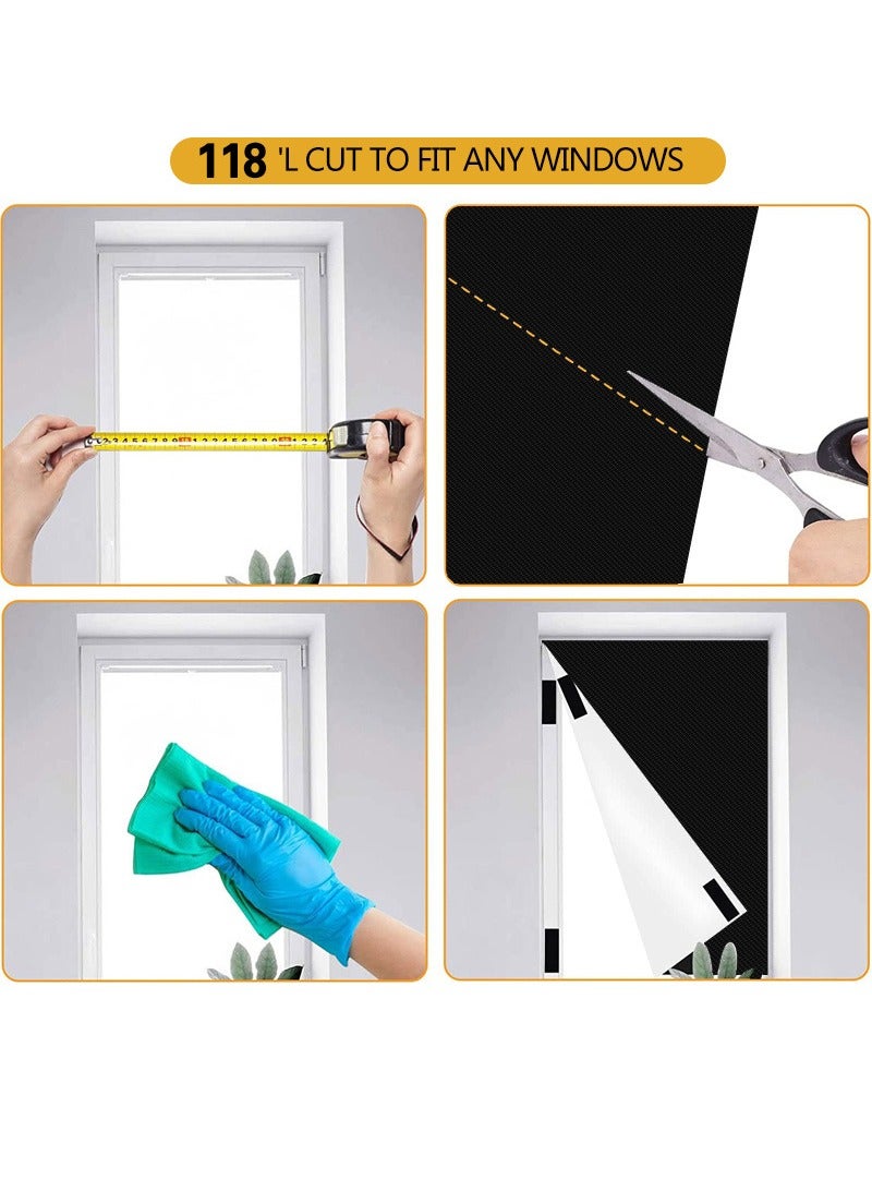 Captaintech Portable Blackout Curtains With Self  Adhesive Fasteners For Bedroom Nursery and Attic Blackout Curtains Length 200 cm Width 145 cm - Image 4