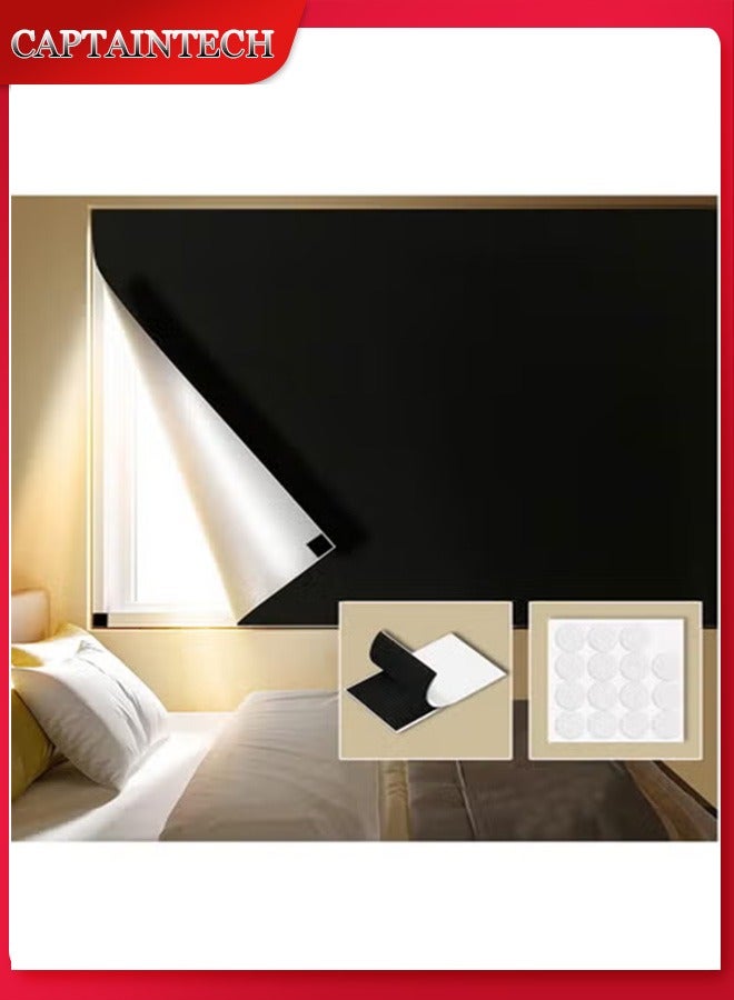 Captaintech Portable Blackout Curtains With Self  Adhesive Fasteners For Bedroom Nursery and Attic Blackout Curtains Length 200 cm Width 145 cm - Image 1