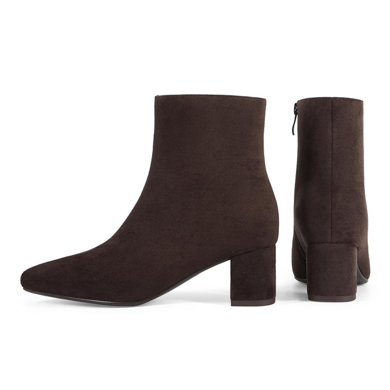 Abbleet Women's Ankle Boots Pointed Toe Chunky Block Heel Short Boots for Women Low Heeled Bootiesï¼ˆBrownSuede,7.5ï¼‰ - Image 5