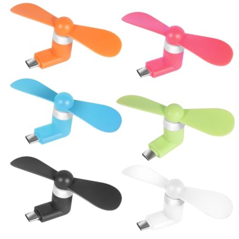 Mini Cell Phone Fan - Colorful Powerful Fan Compatible for iPhone, iPad, Android Smartphone, Tablet - Cell Phone Summer Accessories - 6-Pack - Image 1