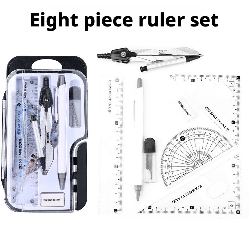 Compass Set for Students 9 Pieces Drawing Ruler Kit Exam Gift Learning Stationery - Image 2