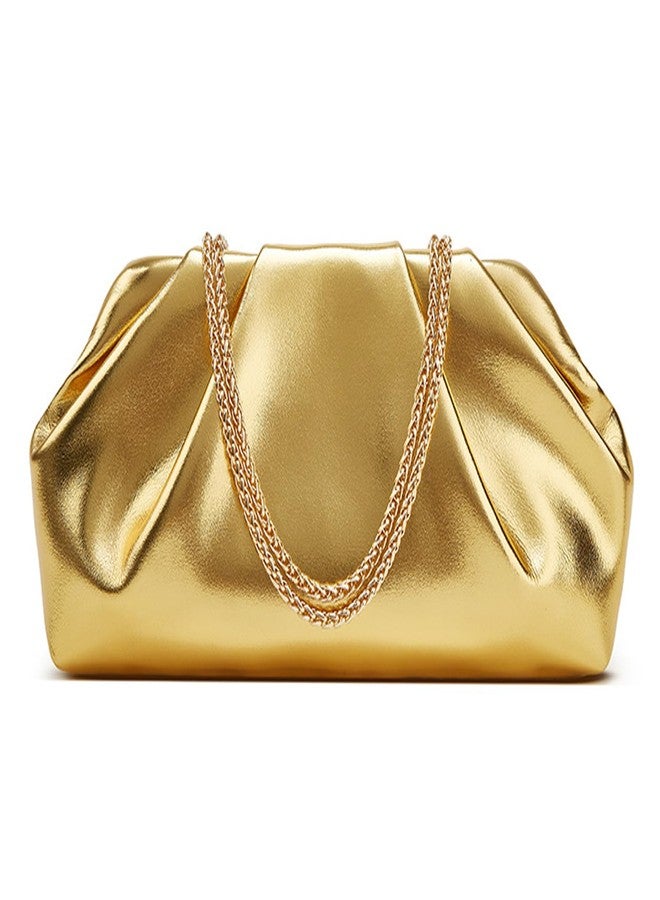 Casavibe Clutch Purses for Women, Elegant Pleated Soft PU Leather Evening Bag, Detachable Metal Chain Crossbody Bag Ideal for Weddings & Parties - Image 1