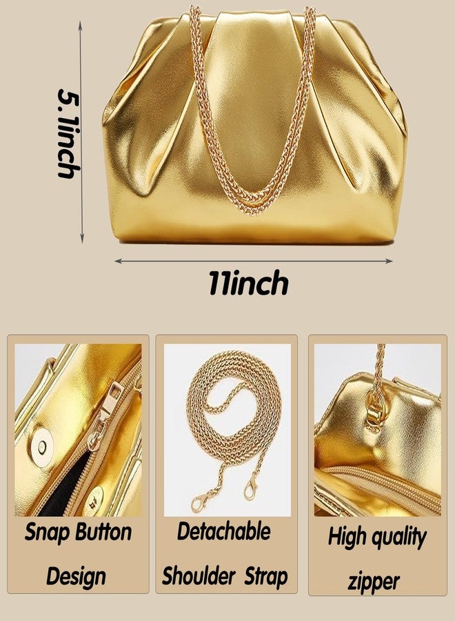 Casavibe Clutch Purses for Women, Elegant Pleated Soft PU Leather Evening Bag, Detachable Metal Chain Crossbody Bag Ideal for Weddings & Parties - Image 4