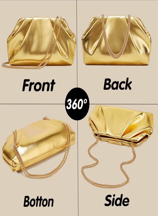 Casavibe Clutch Purses for Women, Elegant Pleated Soft PU Leather Evening Bag, Detachable Metal Chain Crossbody Bag Ideal for Weddings & Parties - Image 5