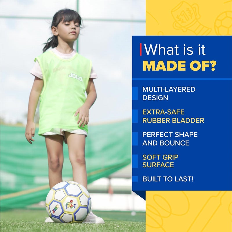 JOGO Kick Football (Size 5) | Lightweight PVC Ball for Kids & Adults | 2-Ply Durable All-Surface Construction | Safe & Non-Toxic for Training & Matches | Vibrant Design - Image 4