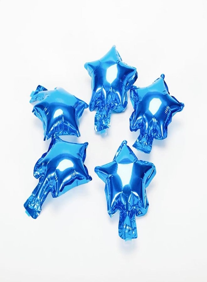 EMAAN 5 Inch Blue Star Shape Small Mylar Balloons Mini Foil Balloon for Birthday Baby Shower Graduation Party Decoration (Blue Star, 50pcs) - Image 1