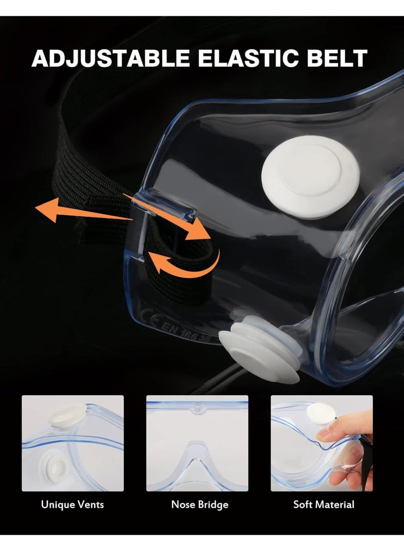 نظارات واقية مضادة للضباب – نظارات أمان كيميائية وعديمة الخدش – حماية كاملة للعين برؤية واسعة – للاستخدام في المختبر، المنزل، والعمل - Image 2