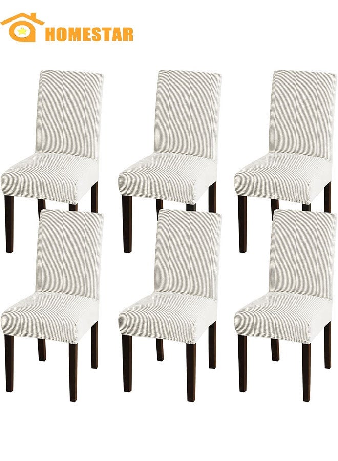 HOMESTAR 6pcs Dining Chair Stretch Chair Covers for Dining Room Chair, Removable Kitchen Chair Covers, Chair Protector Covers for Dining Room, Hotel - Image 1