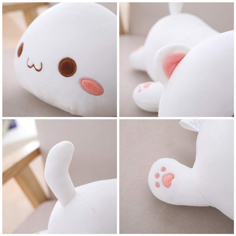 Jensquaify Cat Stuffed Animals, Soft Cat Plush Pillow Kawaii Kitten Stuffed Animal Toy Gifts for Kids (White Round Eyes, 13.7") - Image 2