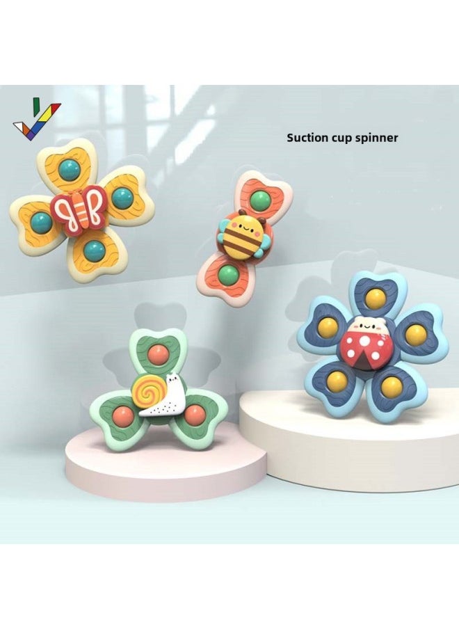 Generic - Children's Top Cartoon Rotating Insects Flower Suction Cup Turning Bite Bathing Toy-Color:Turn Four-piece Set [bee + Snail + Butterfly Ladybug] OPP Bag-Specifications:None - Image 1