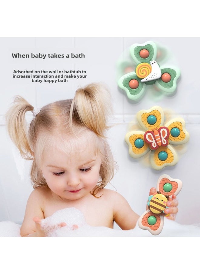 Generic - Children's Top Cartoon Rotating Insects Flower Suction Cup Turning Bite Bathing Toy-Color:Turn Four-piece Set [bee + Snail + Butterfly Ladybug] OPP Bag-Specifications:None - Image 1