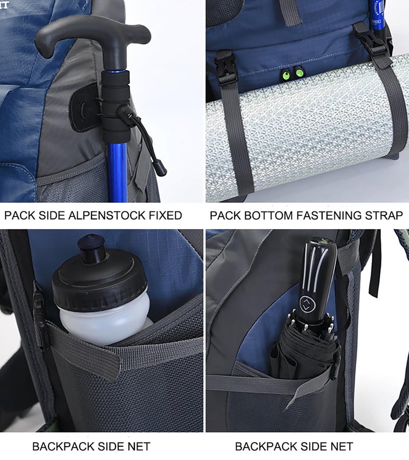 Bseash 50L Hiking Backpack, Water Resistant Lightweight Outdoor Sport Daypack Travel Bag for Camping Climbing Skiing Cycling (Navy Blue - With Shoe Compartment) - Image 3