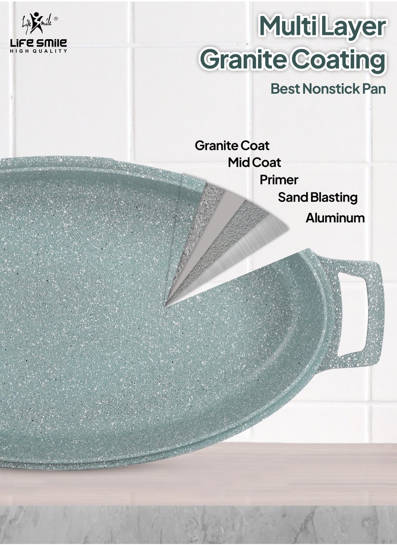 Life Smile - Fish Frying Pan With lid, Granite Coating Non Stick Oval Frying pan 100% PFOA FREE, Oven Safe - Image 1