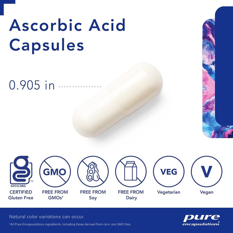 Pure Encapsulations Ascorbic Acid Capsules  1000 mg Vitamin C  Antioxidant  Immune Support  HighPotency Vitamin C  Vegan  NonGMO  250 Capsules - Image 3