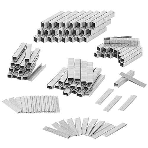 SHALL Heavy Duty T50 Staples and 18GA Brad Nails Combo Kit, 8000-Count, Four Sizes of T50 Staples for Staple Gun Including 1/4, 5/16, 3/8, 1/2 Inch and Two Sizes of Brad Nails Including 1/2, 9/16 Inch - Image 1