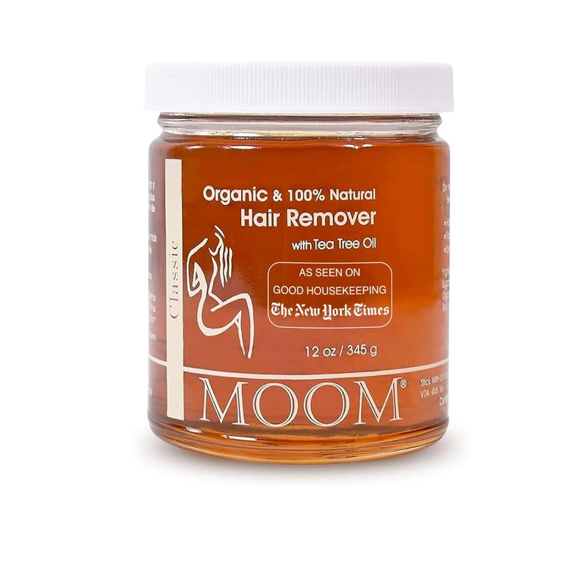 MOOM Organic Sugar Wax with Tea Tree Oil 12 oz Jar Hair Removal for Bikini Brazilian Face  Legs  Soft Wax for Sensitive Skin Wax Beads Alternative For Women  Men Strips  Sticks NOT Included