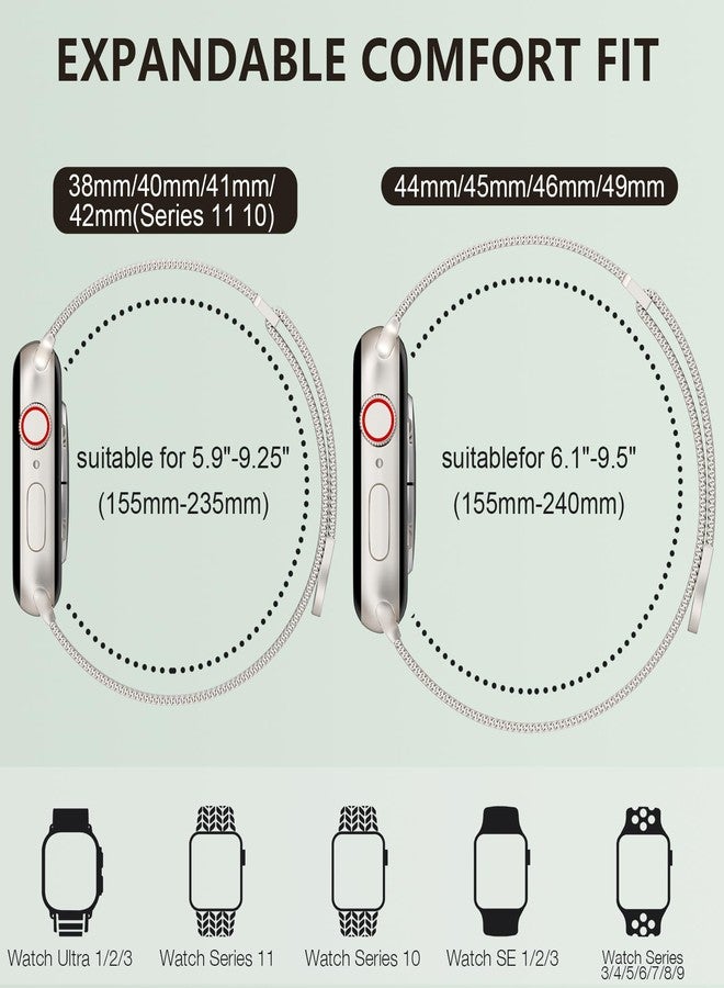 MARGE PLUS Compatible with Apple Watch Band 38mm 40mm 41mm 42mm 44mm 45mm 46mm 49mm Women Men, Stainless Steel Mesh Loop Magnetic Clasp Replacement for iWatch Series 11 10 9 8 7 6 5 4 SE3 SE2 Ultra 3 - Image 2