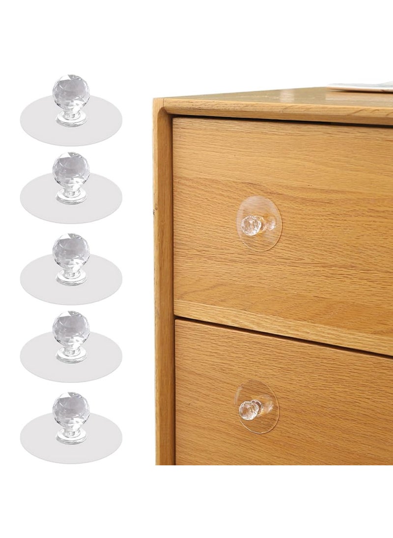 Urdhvamurti Urdhvamurti Strong Sticker Drill Free SelfStick Push Pull Helper Diamond Crystal Shaped Hook Clear Cabinet Drawer Knobs for WardrobeKitchenBathroom 