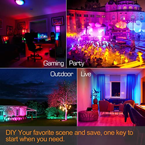 MELPO LED Flood Light Outdoor 30W, 300W Equivalent 3000LM Smart RGB Landscape Lighting with APP Control, DIY Scenes -Timing - Warm White 2700K -Color Changing Uplight, IP66, US Plug, No Remote MELPO(4 Pack) - Image 5