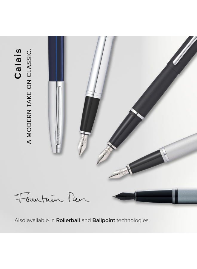 Cross Calais Chrome/Blue Lacquer Fountain Pen with Medium Stainless Steel Nib in Gift Box (AT0016-3MS) - Image 5