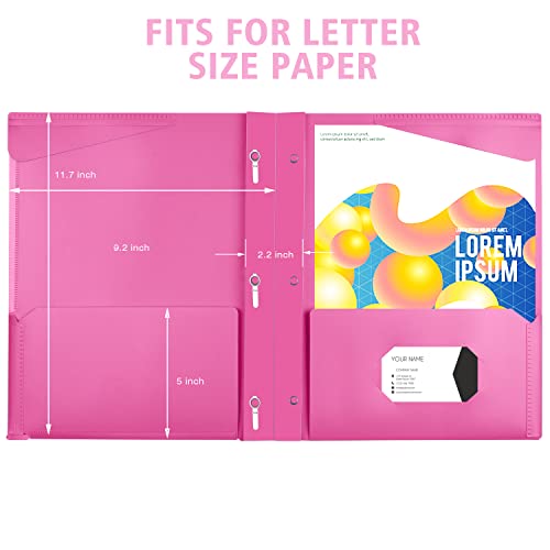 INFUN Heavy Duty Plastic Pocket Folder with Prongs and Clear Front Pocket - 18 Pack, 3 Prong Folders with Pockets and Card Slot, Assorted Colors - Image 5