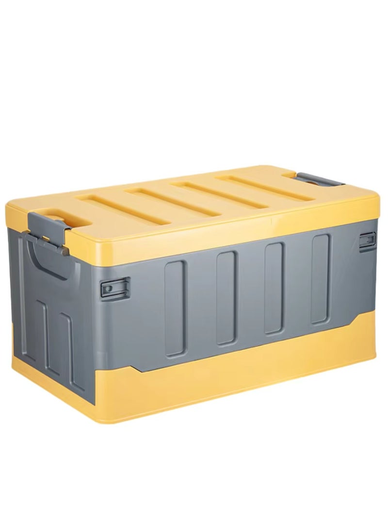 Manful Outdoor Camping Foldable Storage Box with Flat Lid 60L, Large Capacity (Yellow & Grey) - Image 1