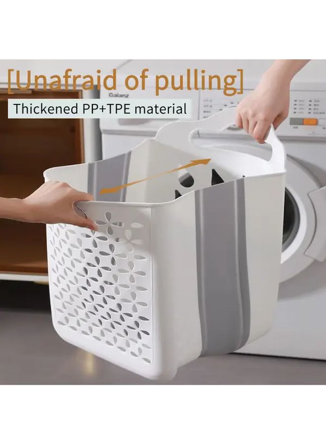 Wall Mounted Foldable Laundry Basket Set 2PCS Large And Small Size White Grey - Image 5