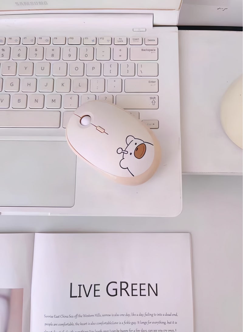 GEEZER Bluetooth Mouse For Laptop And Computer, Bluetooth 5.0 Silent Wireless Mouse,Cartoon Brown Bear For Girl And Student,Intelligent Energy Saving Mouse Lady Mouse Brown - Image 2