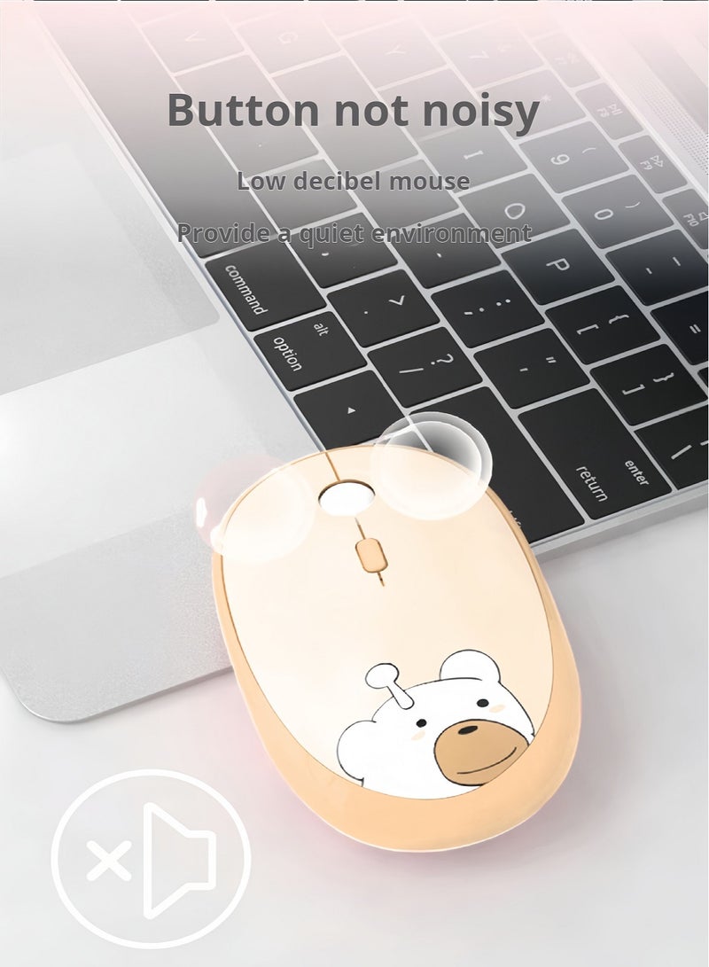GEEZER Bluetooth Mouse For Laptop And Computer, Bluetooth 5.0 Silent Wireless Mouse,Cartoon Brown Bear For Girl And Student,Intelligent Energy Saving Mouse Lady Mouse Brown - Image 3